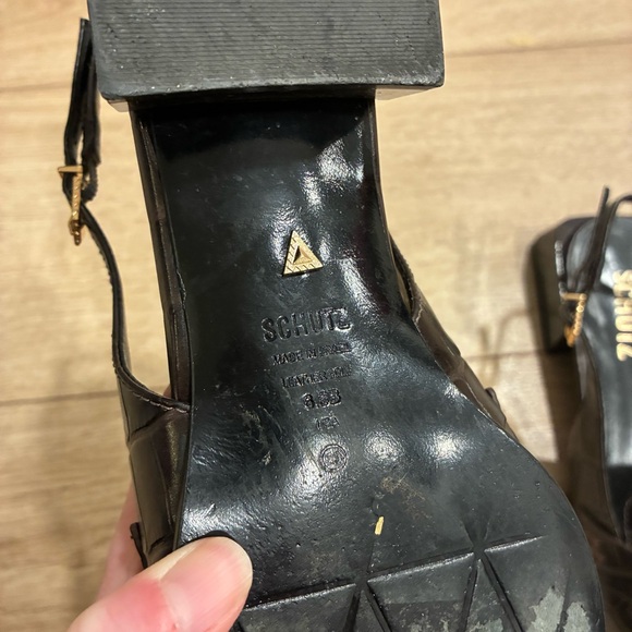 Schutz Women’s Arizona Brown Slingback Leather Embossed Block Pump Size 6.5 - Picture 8 of 8